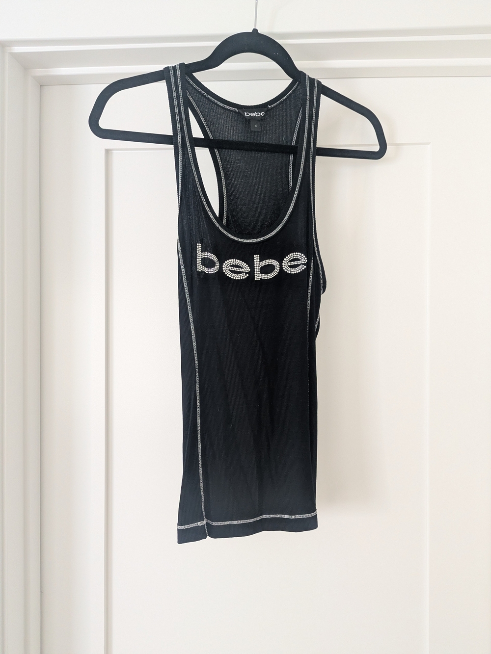 90s 2000s bebe Rhinestone Racerback Tank Top